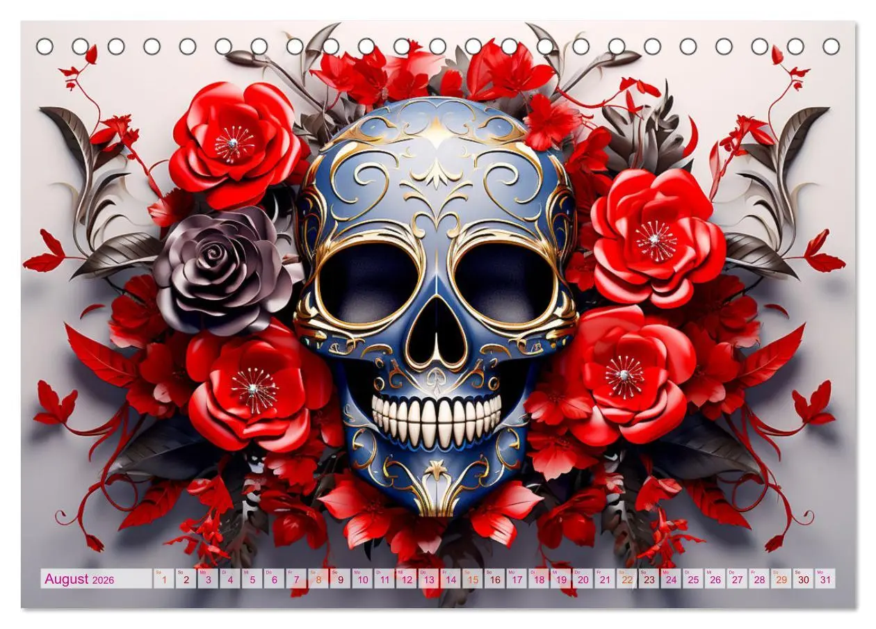 Bild: 9783457507506 | Skull Flower - Totenkopf ART (Tischkalender 2026 DIN A5 quer),...