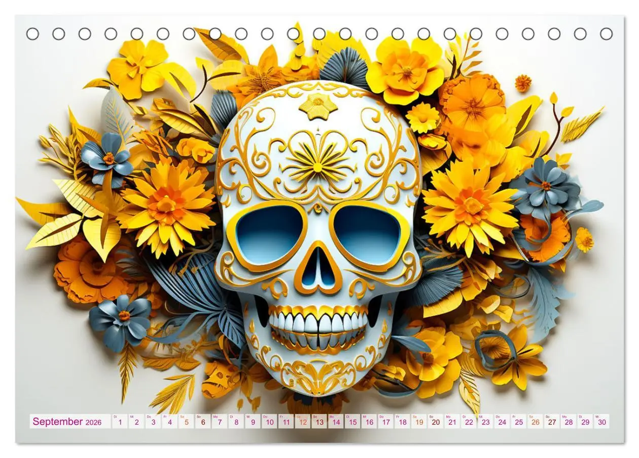 Bild: 9783457507506 | Skull Flower - Totenkopf ART (Tischkalender 2026 DIN A5 quer),...