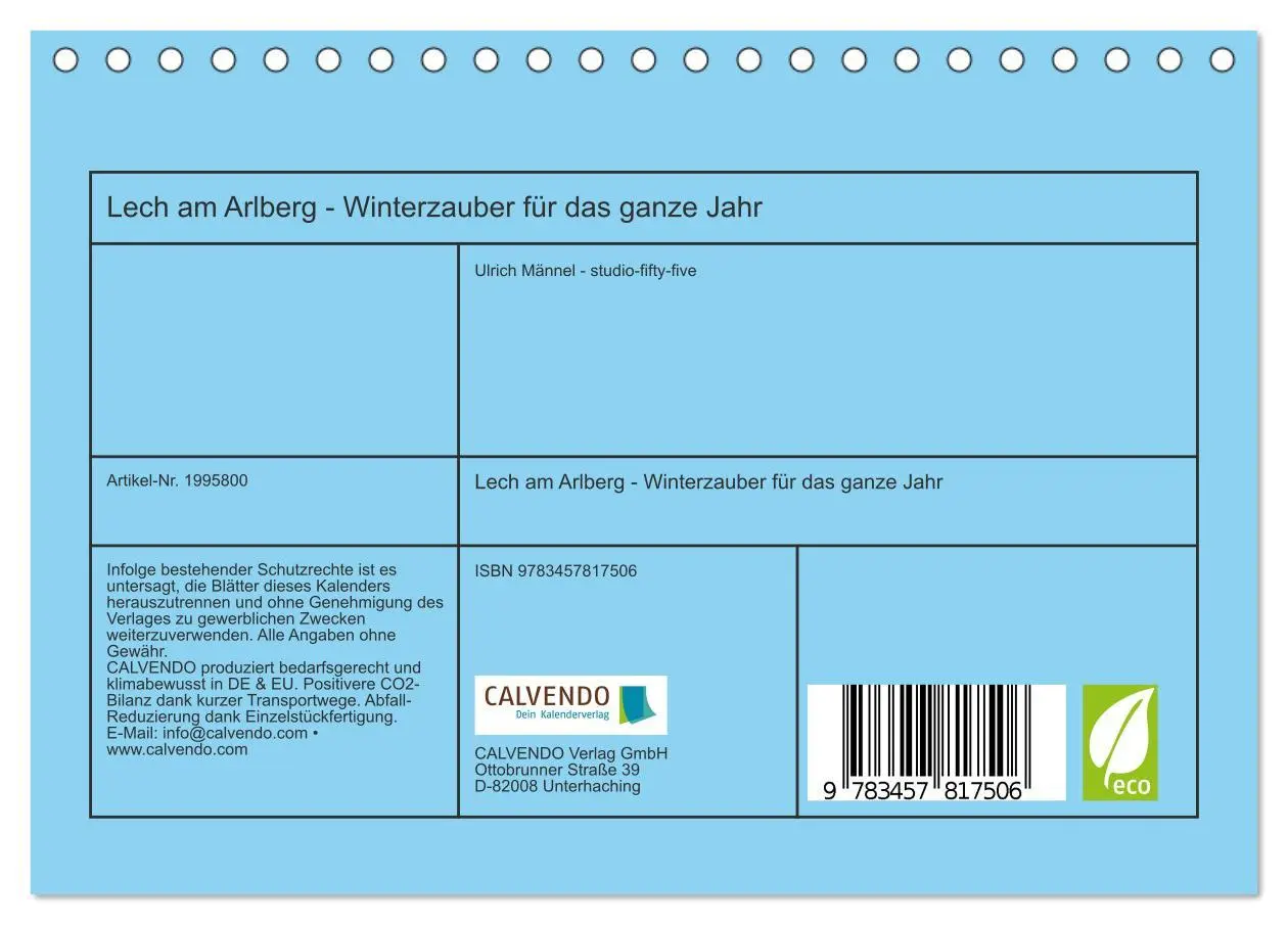 Bild: 9783457817506 | Lech am Arlberg - Winterzauber für das ganze Jahr (Tischkalender...