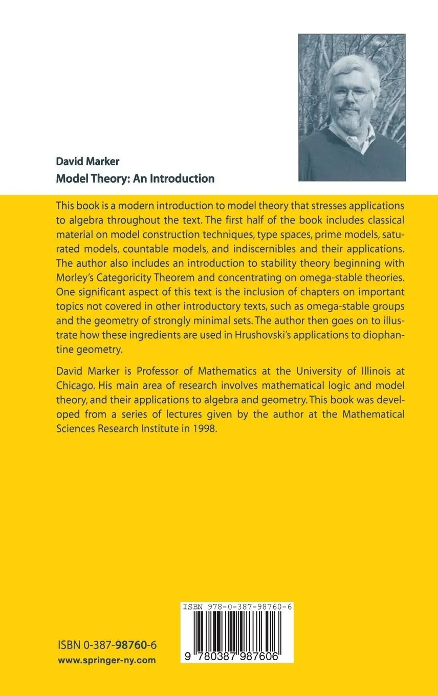 Rückseite: 9780387987606 | Model Theory : An Introduction | David Marker | Buch | viii | Englisch