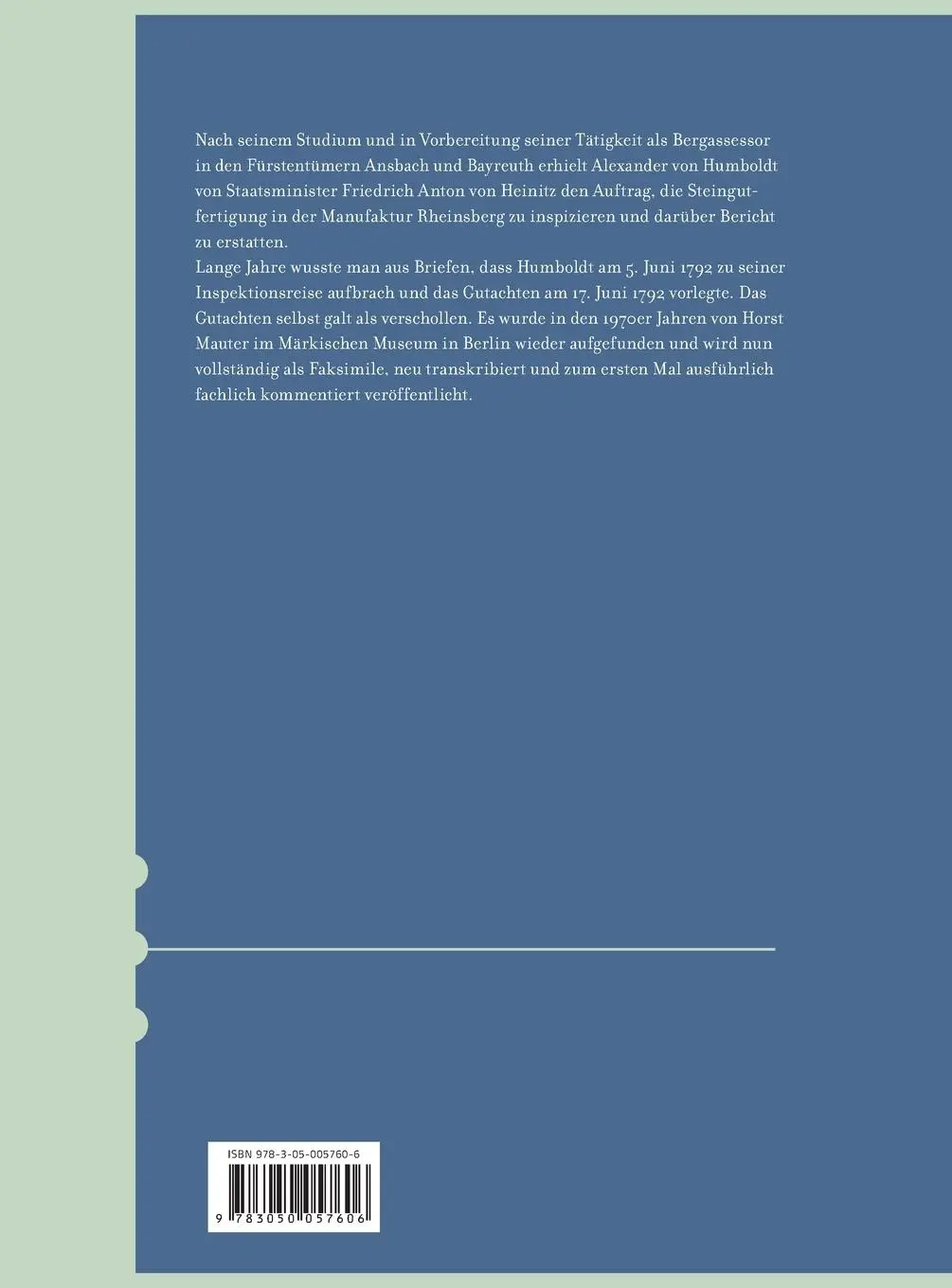 Rückseite: 9783050057606 | Alexander von Humboldt - Gutachten zur Steingutfertigung in...