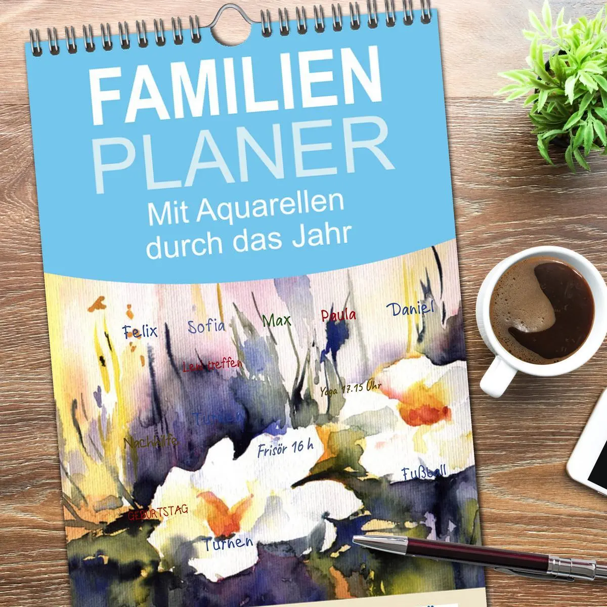 Bild: 9783516517606 | Familienplaner 2026 - Mit Aquarellen durch das Jahr mit 5 Spalten...