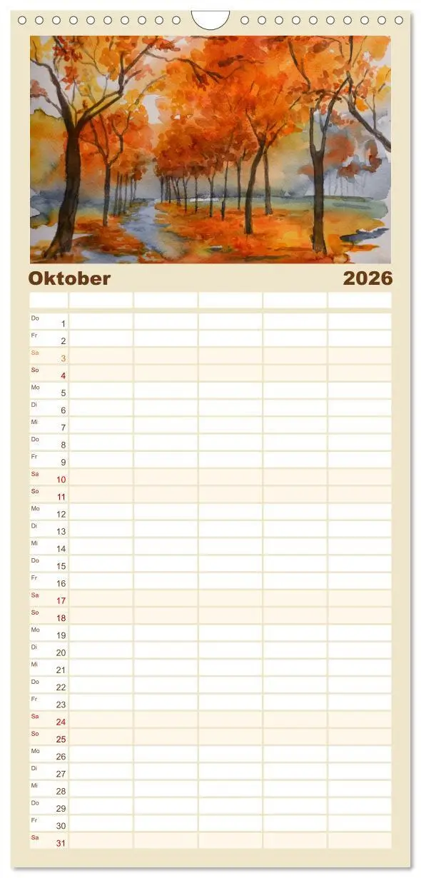Bild: 9783516517606 | Familienplaner 2026 - Mit Aquarellen durch das Jahr mit 5 Spalten...