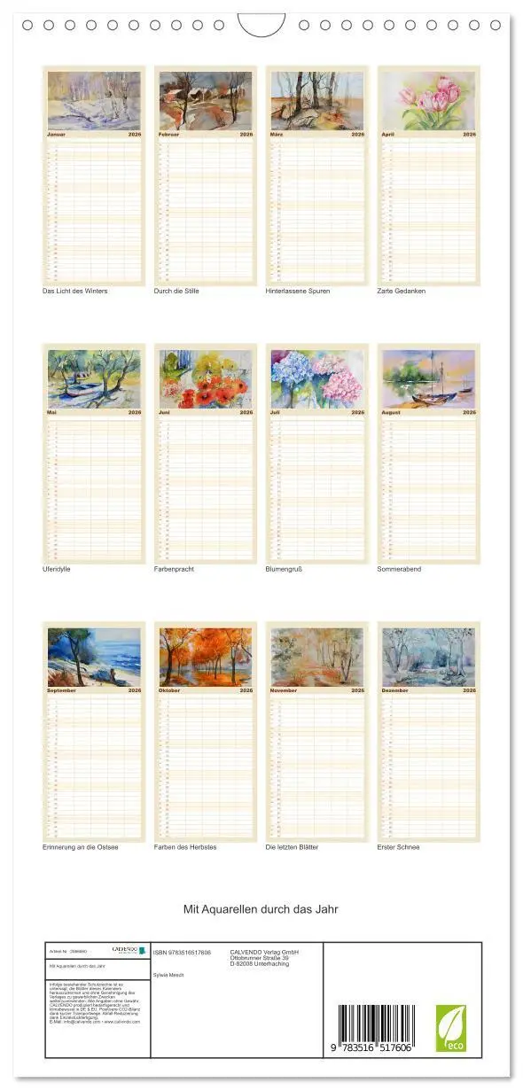 Bild: 9783516517606 | Familienplaner 2026 - Mit Aquarellen durch das Jahr mit 5 Spalten...