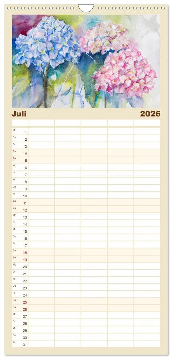 Bild: 9783516517606 | Familienplaner 2026 - Mit Aquarellen durch das Jahr mit 5 Spalten...