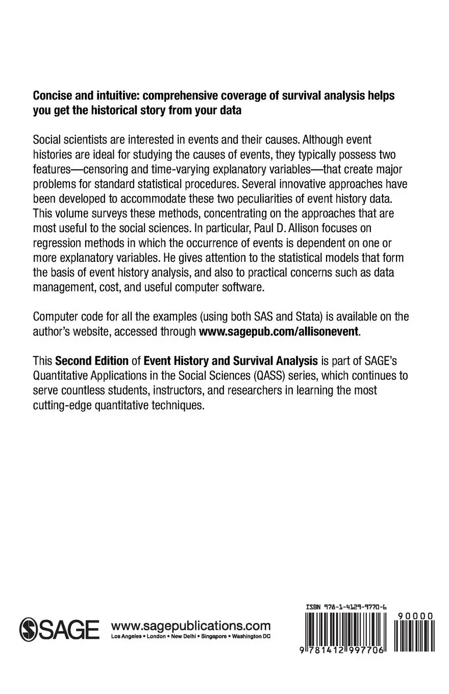 Rückseite: 9781412997706 | Event History and Survival Analysis | Paul D. Allison | Taschenbuch