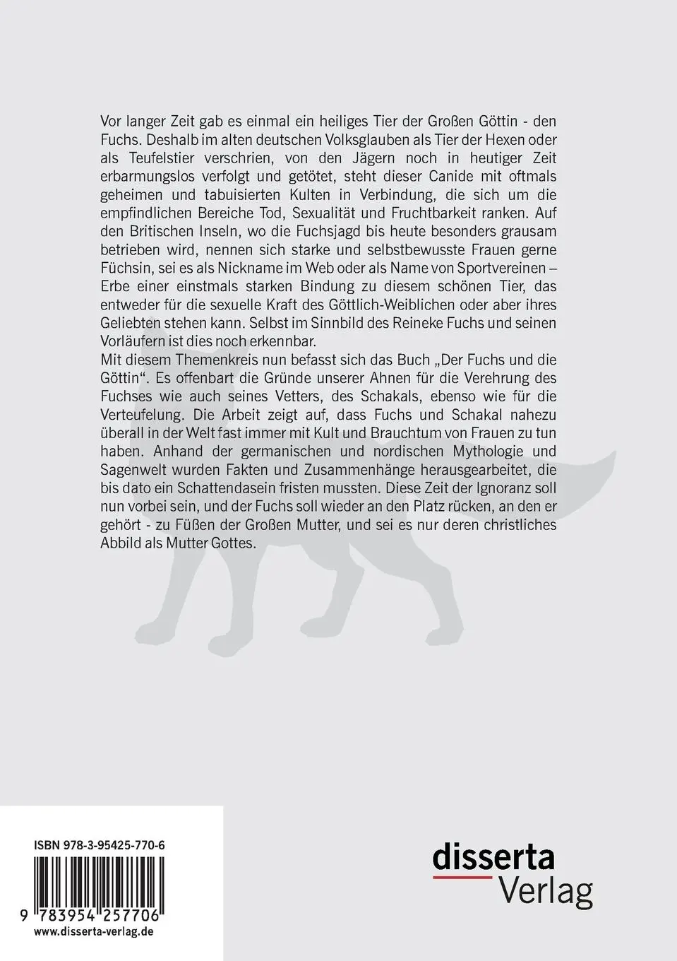 Rückseite: 9783954257706 | Der Fuchs und die Göttin: Erkenntnisse über ein heiliges Tier der...