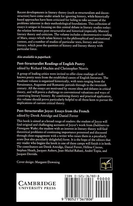Rückseite: 9780521367806 | Post-Structuralism and the Question of History | Attridge (u. a.)