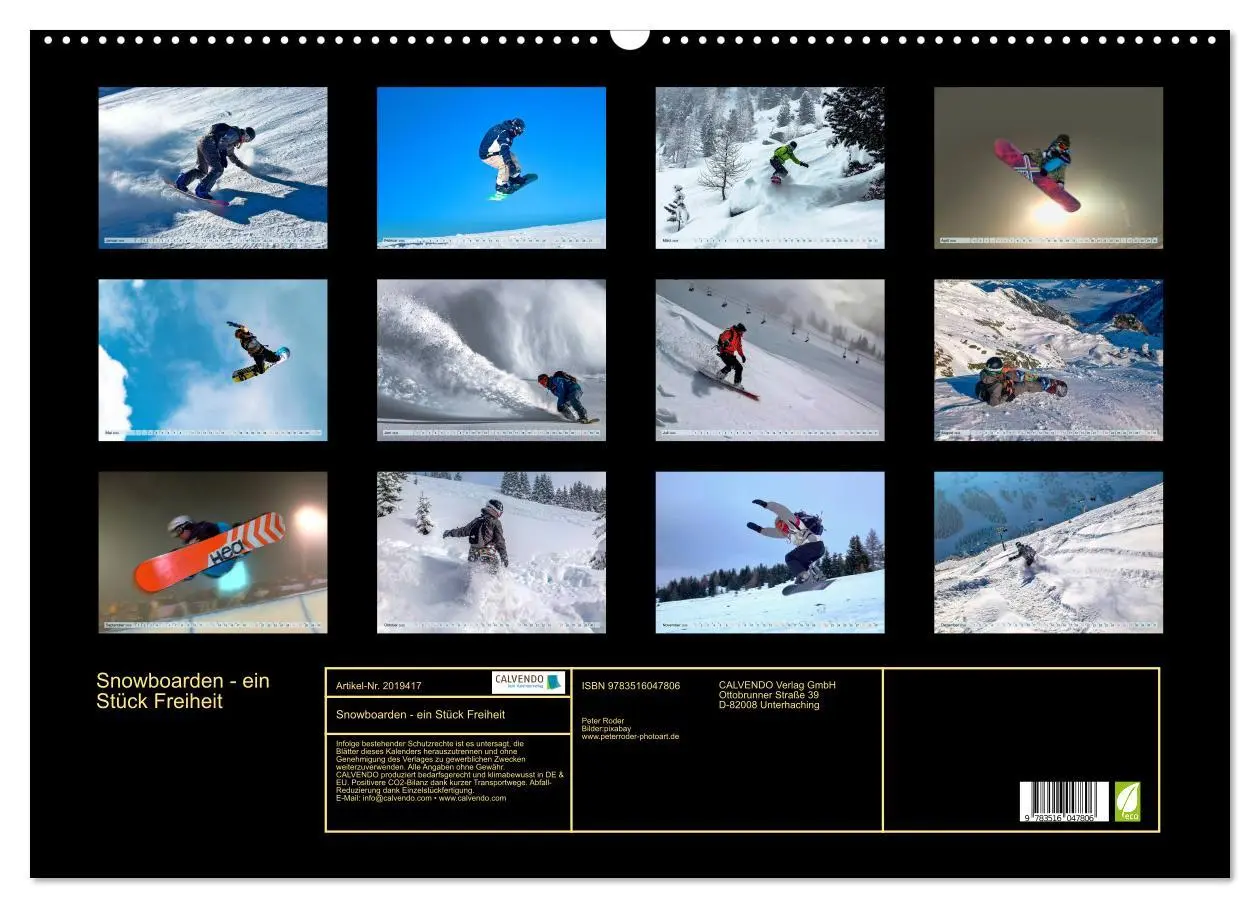 Bild: 9783516047806 | Snowboarden - ein Stück Freiheit (Wandkalender 2026 DIN A2 quer),...