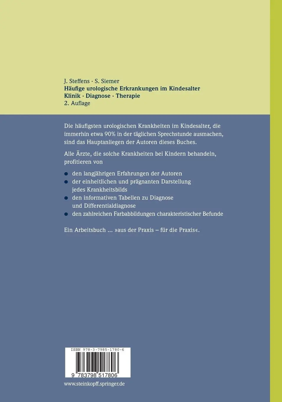 Rückseite: 9783798517806 | Häufige urologische Erkrankungen im Kindesalter | Siemer (u. a.)