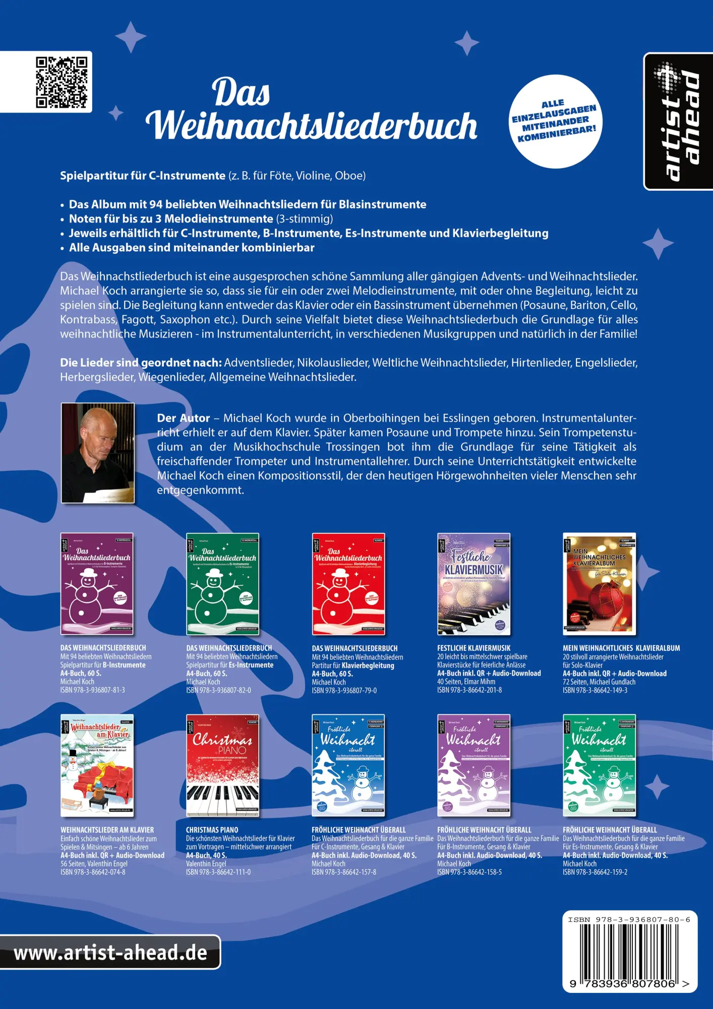 Rückseite: 9783936807806 | Das Weihnachtsliederbuch | Ausgabe für C-Instrumente; Spielpartitur