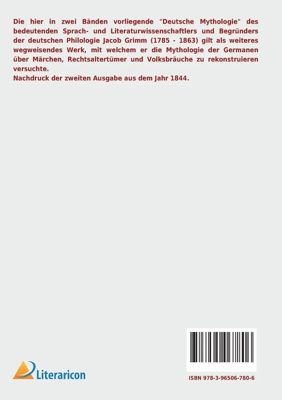 Rückseite: 9783965067806 | Deutsche Mythologie | Zweiter Band | Jacob Grimm | Taschenbuch | 2023