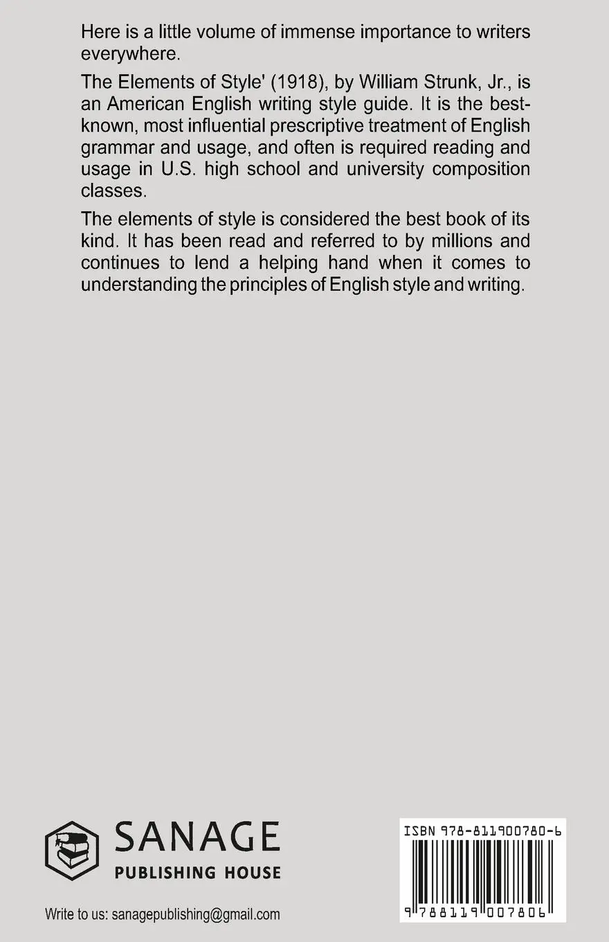 Rückseite: 9788119007806 | The Elements of Style | Jr. William Strunk | Taschenbuch | Englisch