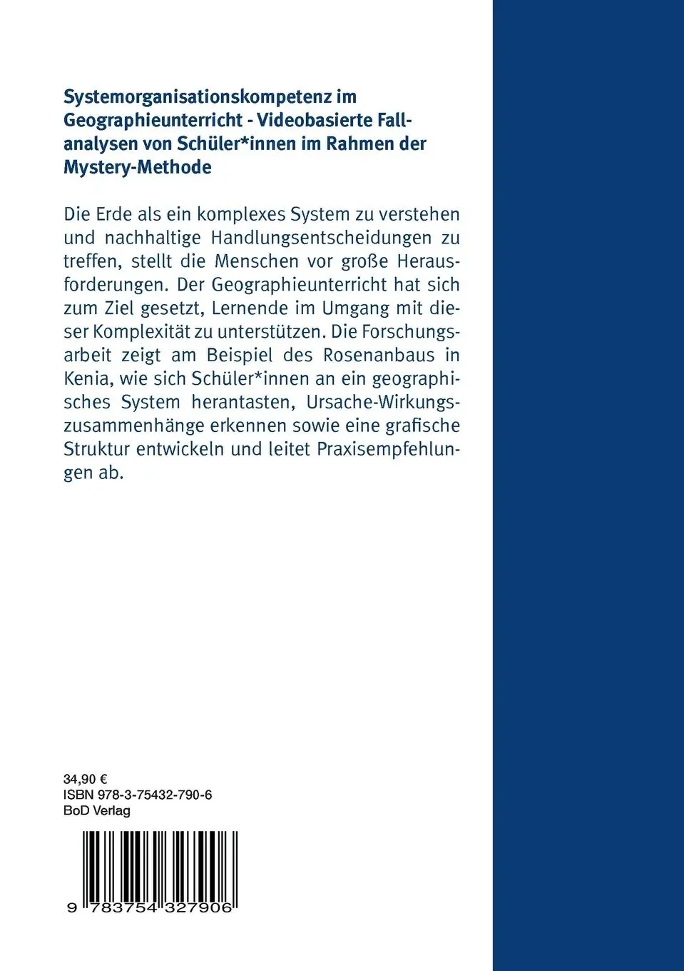 Rückseite: 9783754327906 | Systemorganisationskompetenz im Geographieunterricht | Hempowicz