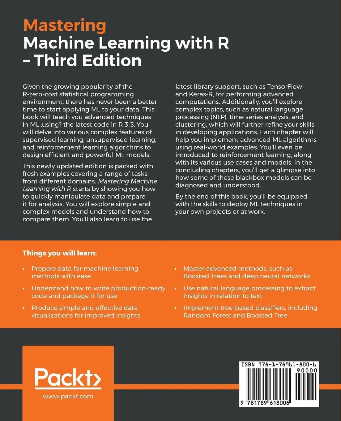 Rückseite: 9781789618006 | Mastering Machine Learning with R | Cory Lesmeister | Taschenbuch