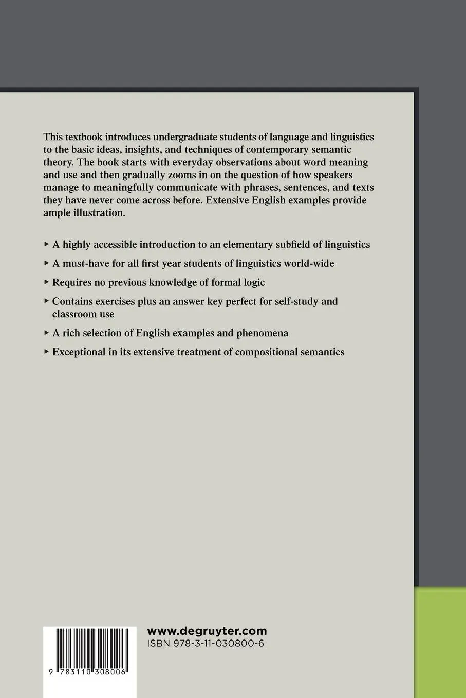 Rückseite: 9783110308006 | Introduction to Semantics | Wolfgang Sternefeld (u. a.) | Taschenbuch