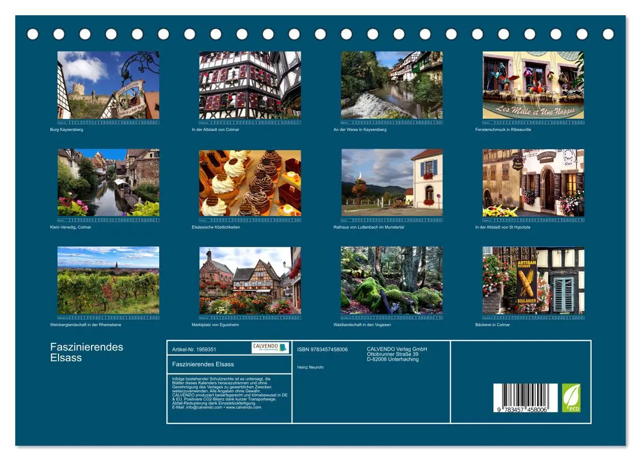 Bild: 9783457458006 | Faszinierendes Elsass (Tischkalender 2026 DIN A5 quer), CALVENDO...
