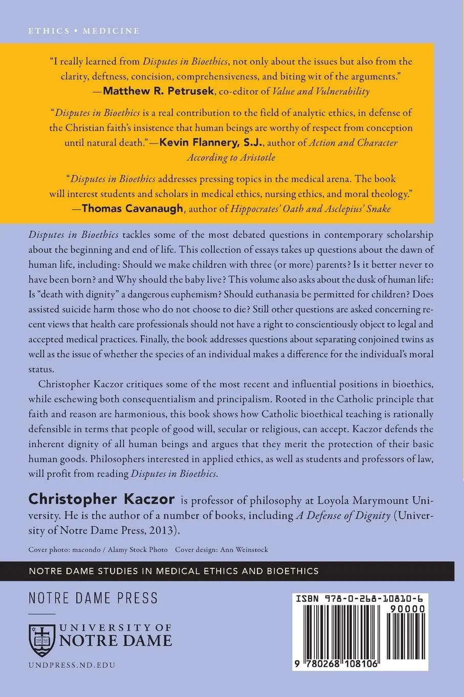 Rückseite: 9780268108106 | Disputes in Bioethics | Abortion, Euthanasia, and Other Controversies