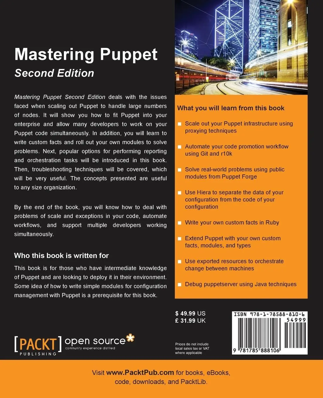 Rückseite: 9781785888106 | Mastering Puppet - Second Edition | Thomas Narrabilis | Taschenbuch