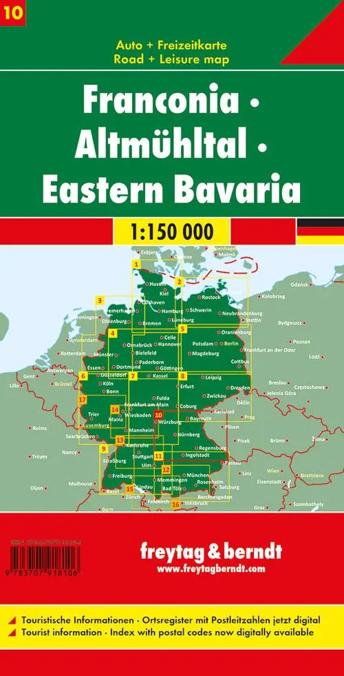 Rückseite: 9783707918106 | freytag &amp; berndt Straßenkarte Franken - Altmühltal - Ostbayern...