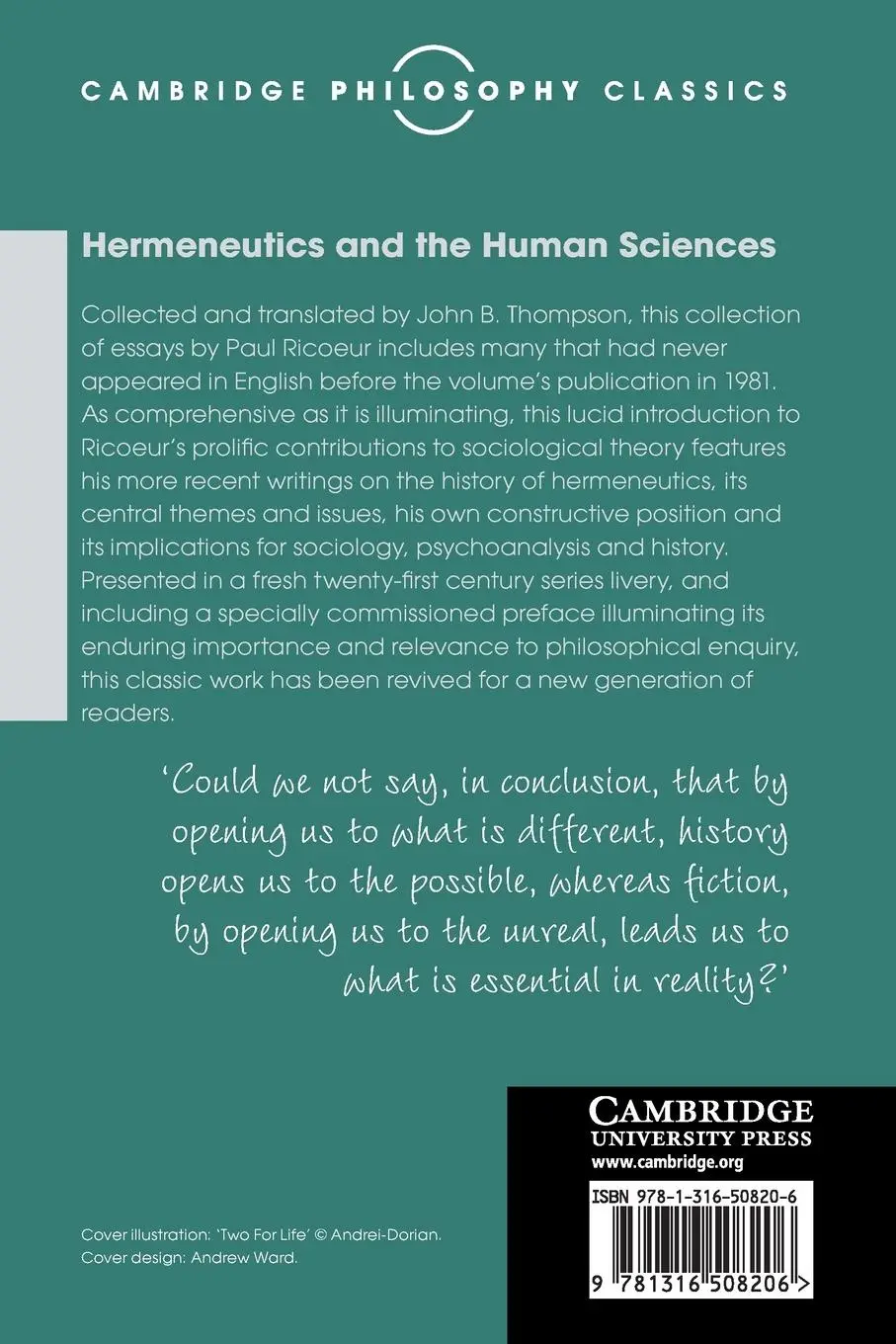 Rückseite: 9781316508206 | Hermeneutics and the Human Sciences | Paul Ricoeur | Taschenbuch