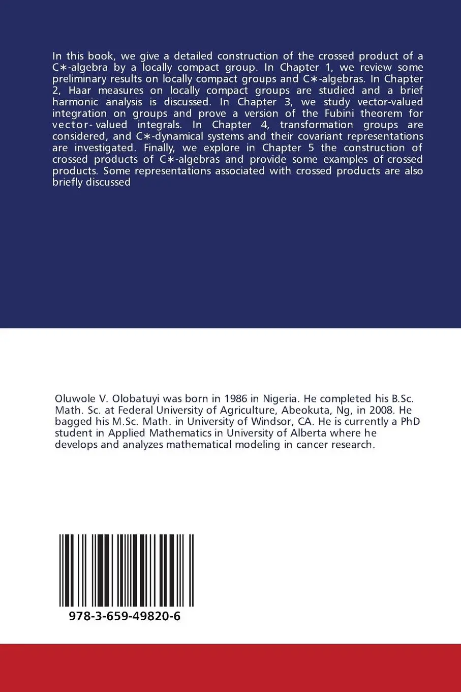 Rückseite: 9783659498206 | An Introduction to Crossed Products of C* Algebras | Oluwole Olobatuyi