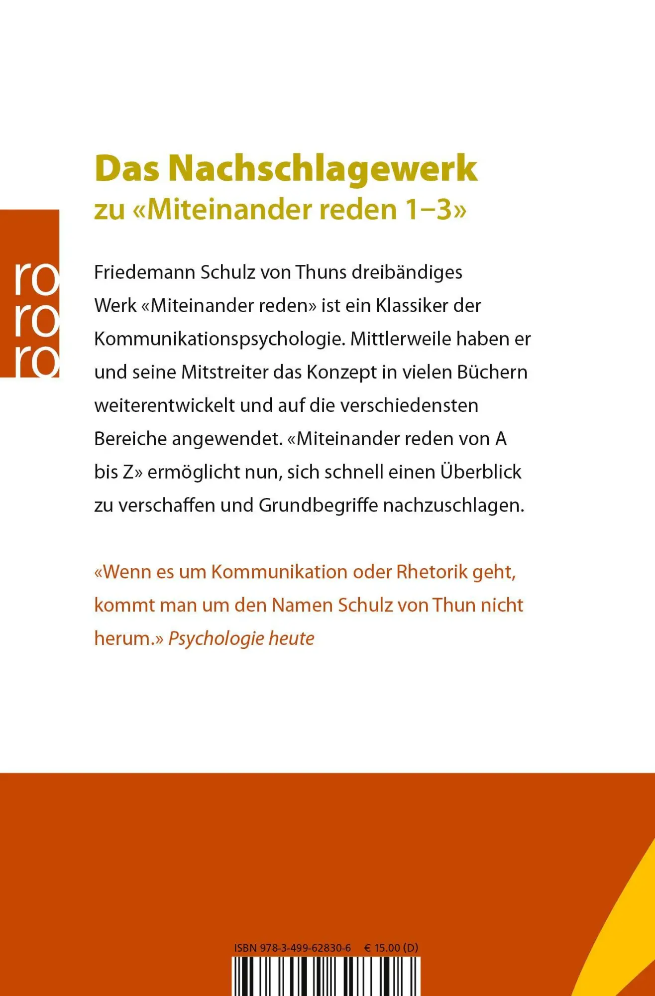 Rückseite: 9783499628306 | Miteinander reden von A bis Z | Lexikon der Kommunikationspsychologie