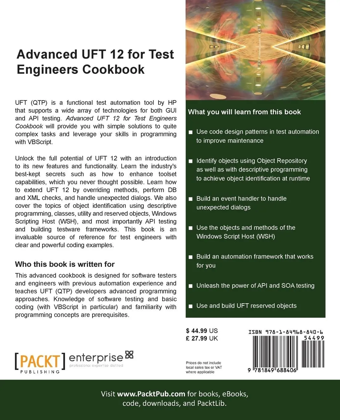 Rückseite: 9781849688406 | Advanced UFT 12 for Test Engineers Cookbook | Meir Bar-Tal (u. a.)