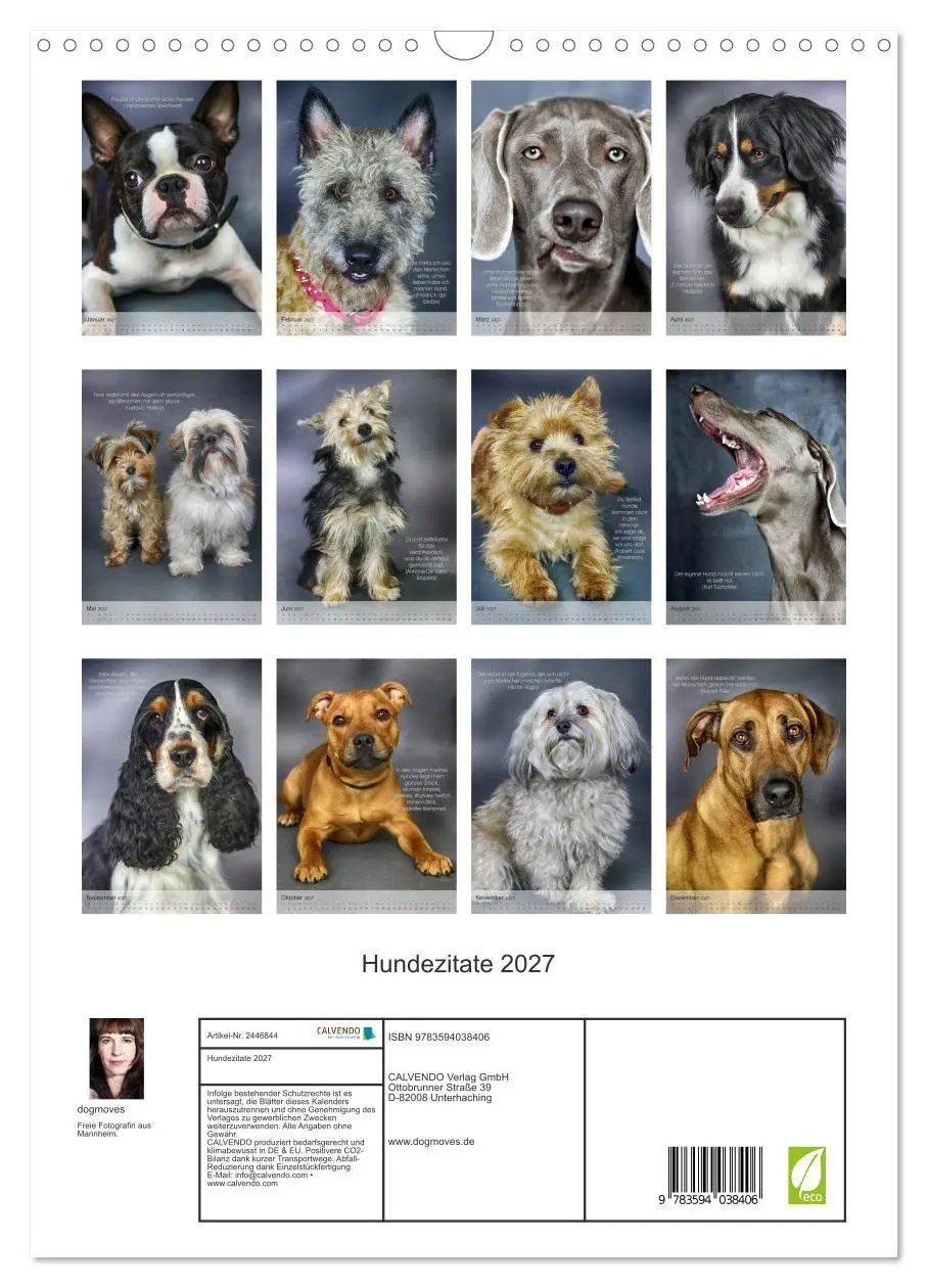Bild: 9783594038406 | Hundezitate 2027 (Wandkalender 2027 DIN A3 hoch), CALVENDO...