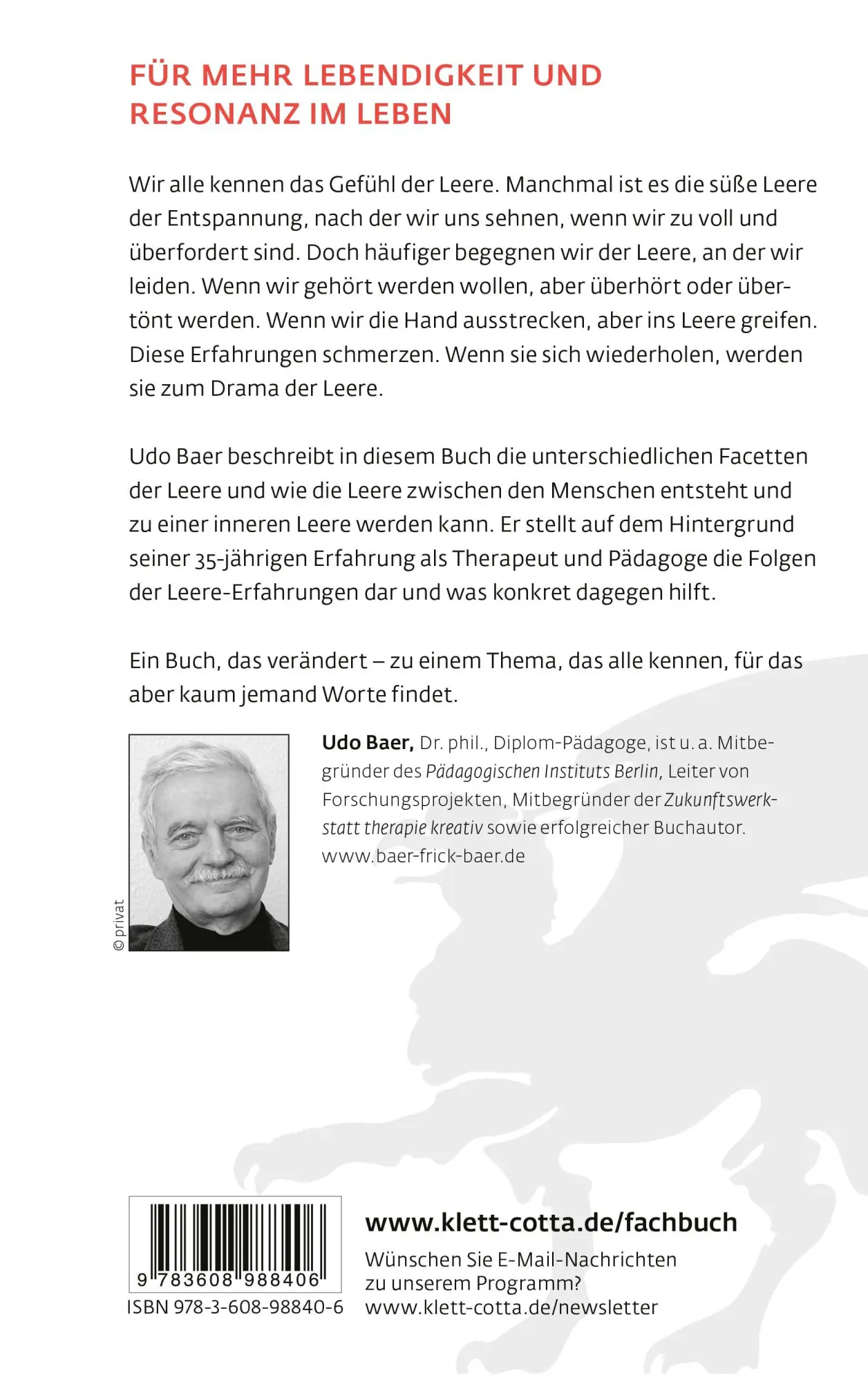 Rückseite: 9783608988406 | Das Drama der Leere | Udo Baer | Taschenbuch | broschiert | 240 S.