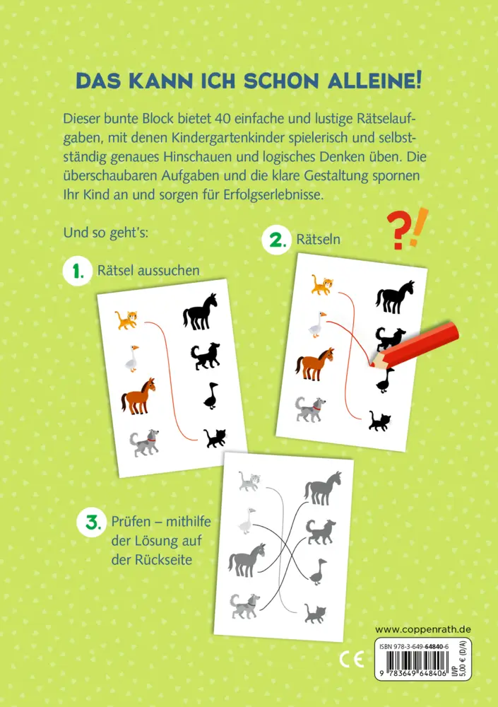 Bild: 9783649648406 | Mein kunterbunter Kindergartenblock | Rätsel ohne Text (Bauernhof)