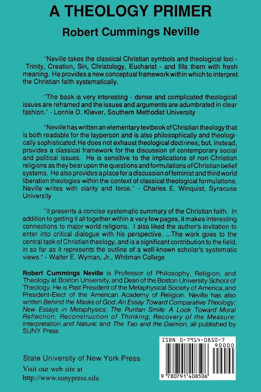 Rückseite: 9780791408506 | A Theology Primer | Robert Cummings Neville | Taschenbuch | Englisch