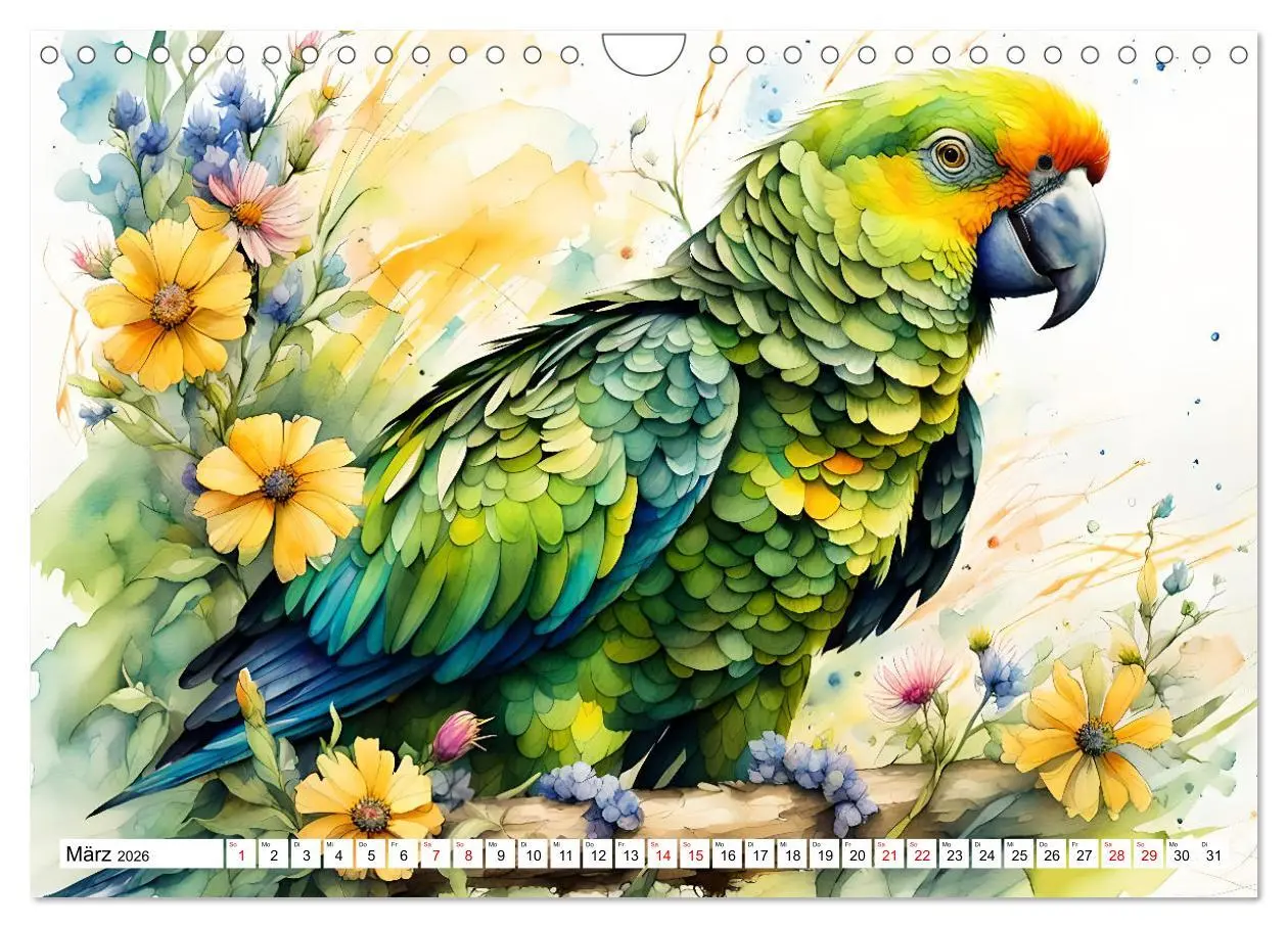 Bild: 9783457338506 | Papageien - Fliegende Edelsteine (Wandkalender 2026 DIN A4 quer),...