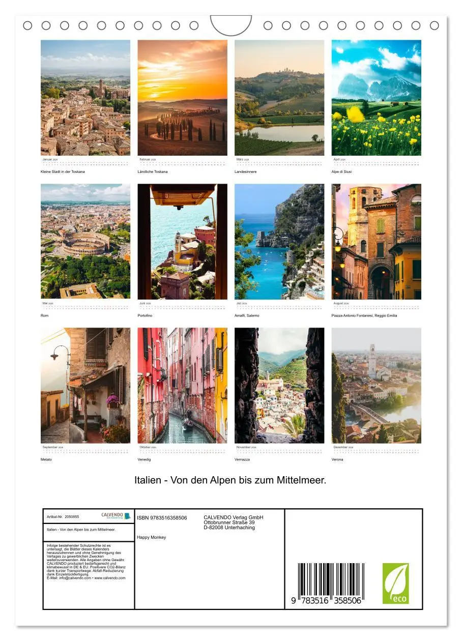 Bild: 9783516358506 | Italien - Von den Alpen bis zum Mittelmeer. (Wandkalender 2026 DIN...