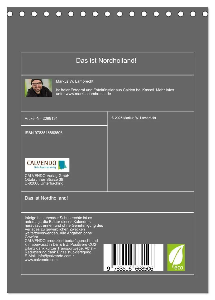 Bild: 9783516668506 | Das ist Nordholland! (Tischkalender 2026 DIN A5 hoch), CALVENDO...