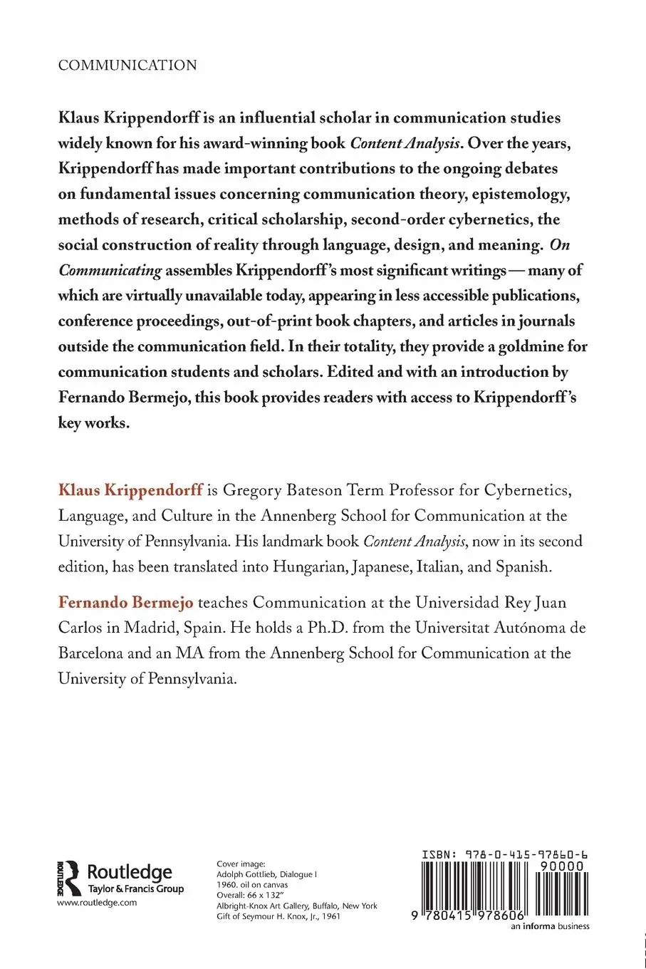 Rückseite: 9780415978606 | On Communicating | Otherness, Meaning, and Information | Krippendorff