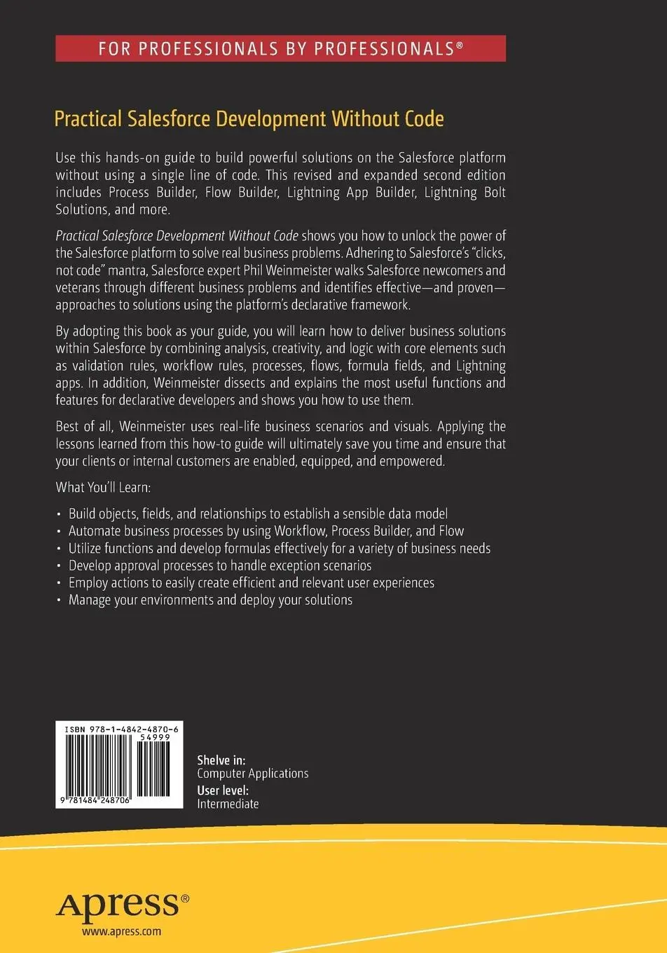Rückseite: 9781484248706 | Practical Salesforce Development Without Code | Philip Weinmeister