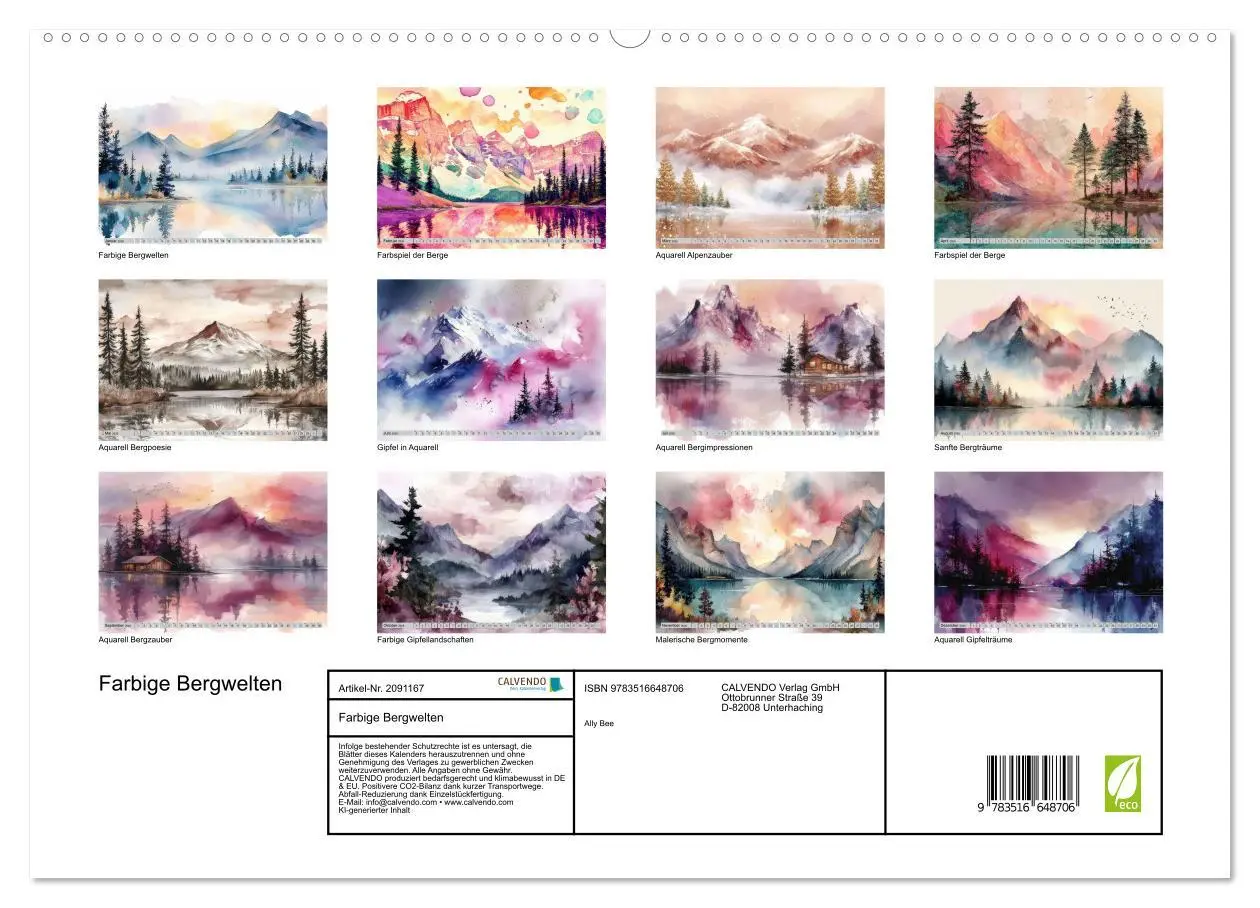 Bild: 9783516648706 | Farbige Bergwelten (hochwertiger Premium Wandkalender 2026 DIN A2...