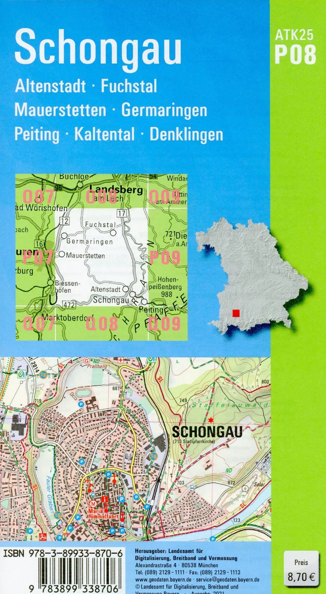 Bild: 9783899338706 | ATK25-P08 Schongau (Amtliche Topographische Karte 1:25000) | Deutsch