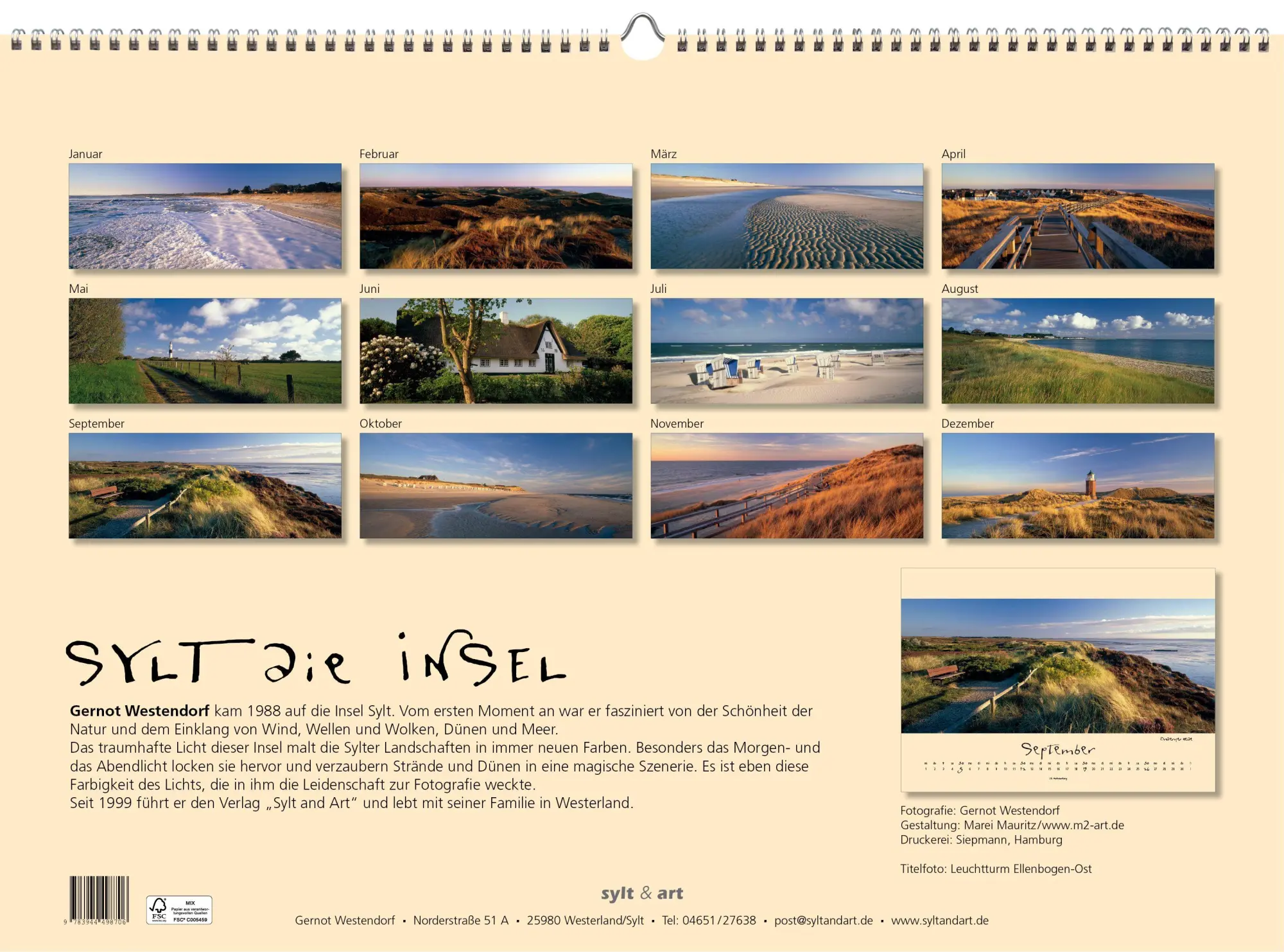Bild: 9783944498706 | Sylt-die Insel 2027 Panoramakalender | Gernot Westendorf | Kalender