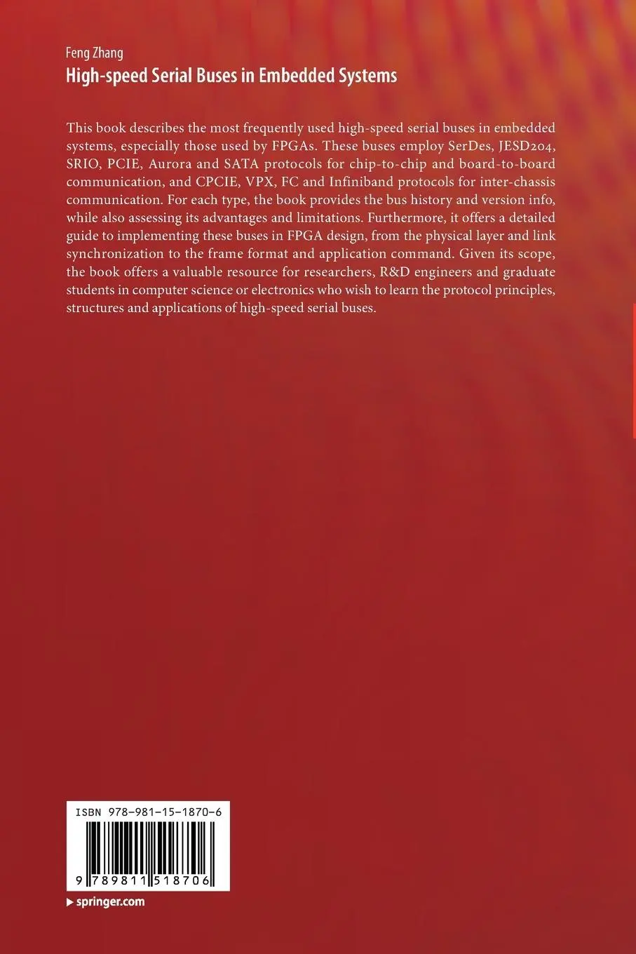 Rückseite: 9789811518706 | High-speed Serial Buses in Embedded Systems | Feng Zhang | Taschenbuch