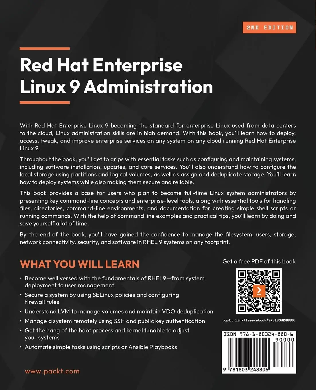 Rückseite: 9781803248806 | Red Hat Enterprise Linux 9 Administration - Second Edition | Buch
