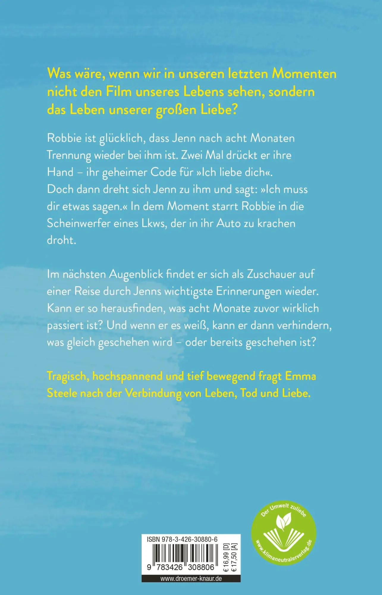 Rückseite: 9783426308806 | Die Sekunde zwischen dir und mir | Roman | Emma Steele | Taschenbuch
