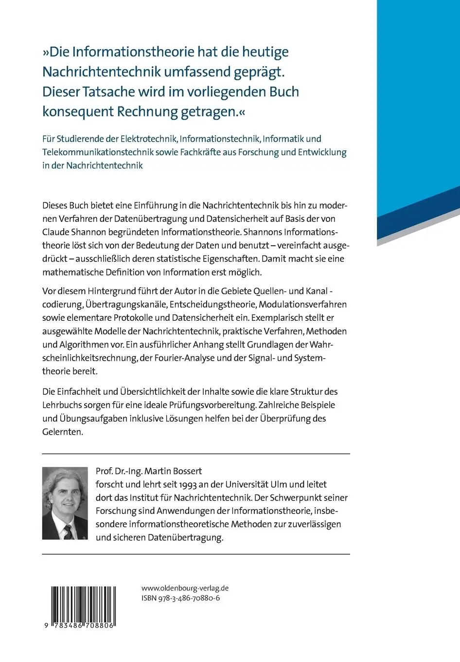 Rückseite: 9783486708806 | Einführung in die Nachrichtentechnik | Martin Bossert | Taschenbuch