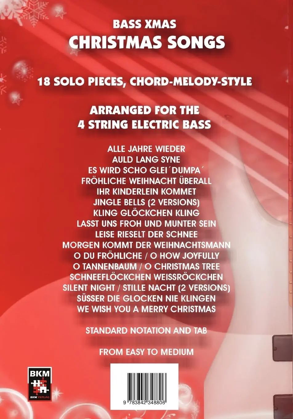 Rückseite: 9783842348806 | Bass Xmas Christmas Songs | 18 Solo Pieces, Chord Melody Style | Buch