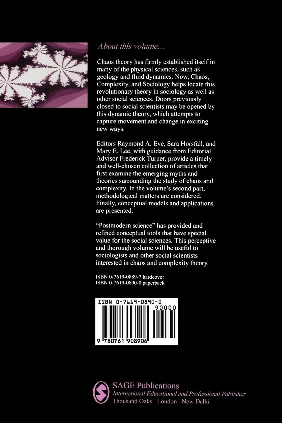 Rückseite: 9780761908906 | Chaos, Complexity, and Sociology | Myths, Models, and Theories | Buch