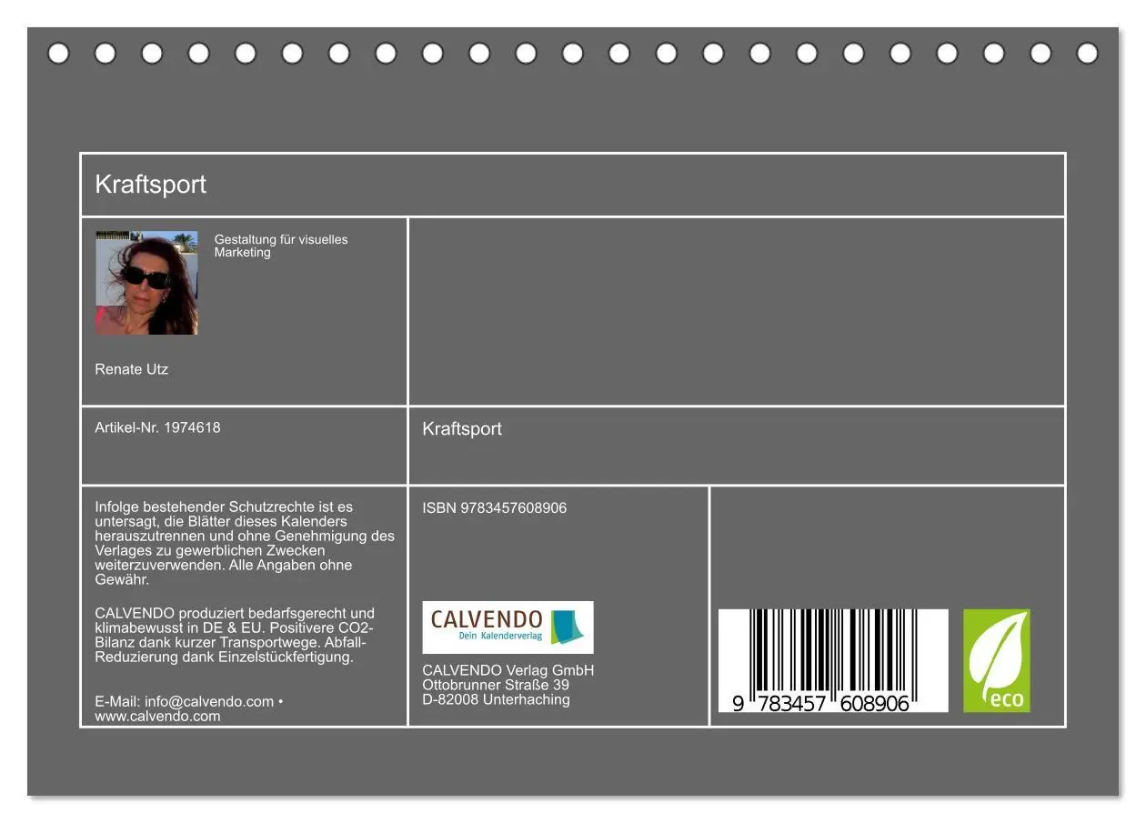 Bild: 9783457608906 | Kraftsport (Tischkalender 2026 DIN A5 quer), CALVENDO Monatskalender
