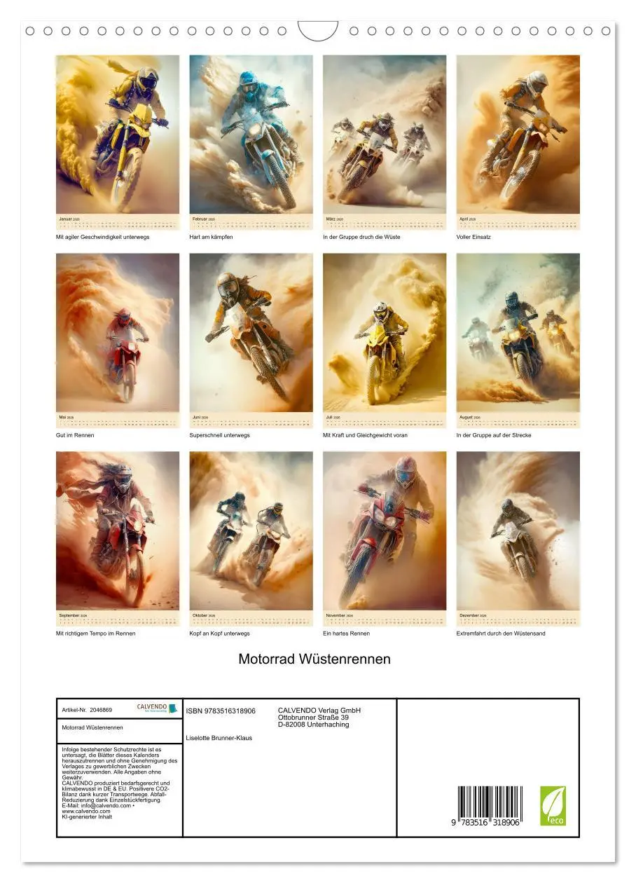 Bild: 9783516318906 | Motorrad Wüstenrennen (Wandkalender 2026 DIN A3 hoch), CALVENDO...