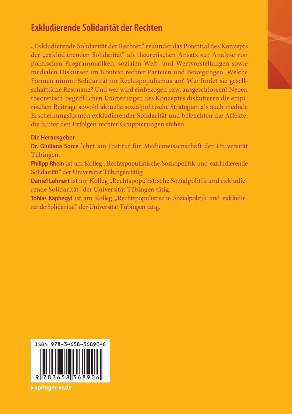 Rückseite: 9783658368906 | Exkludierende Solidarität der Rechten | Giuliana Sorce (u. a.) | Buch