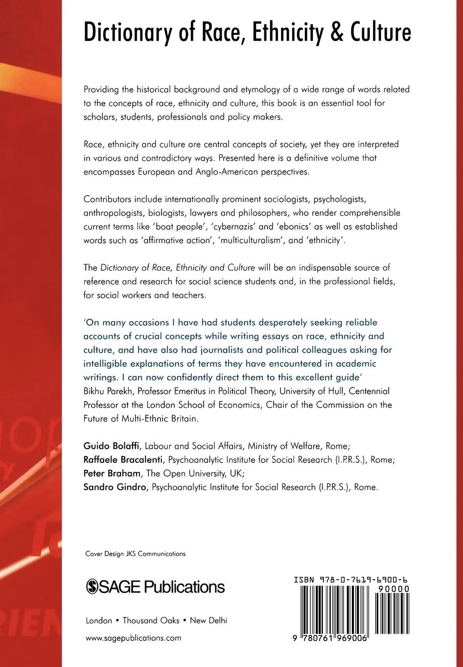 Rückseite: 9780761969006 | Dictionary of Race, Ethnicity and Culture | Guido Bolaffi (u. a.)